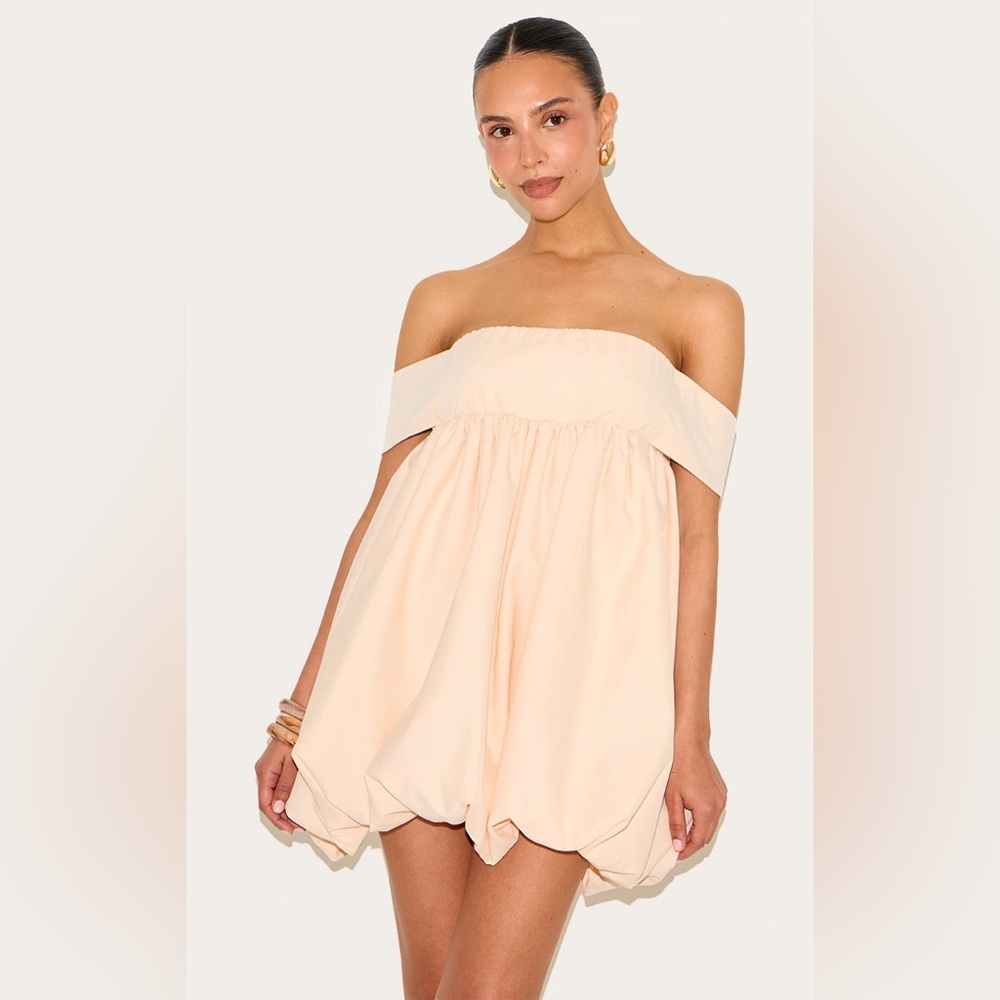 PrettyLittleThing Off-Shoulder Cream Dress